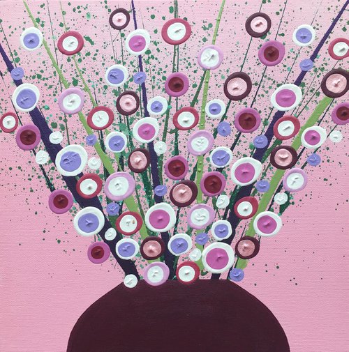 Pink Blooms in Raspberry Vase by Louise MacIntosh-Watson