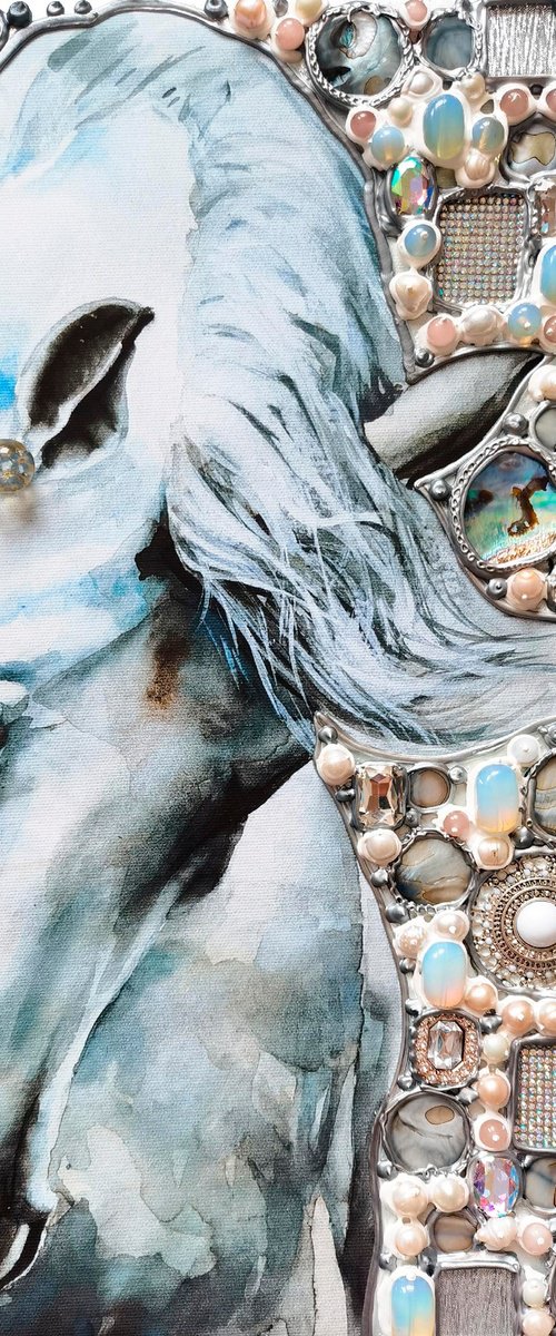 Moonlit White Horse. Tenderness by BAST