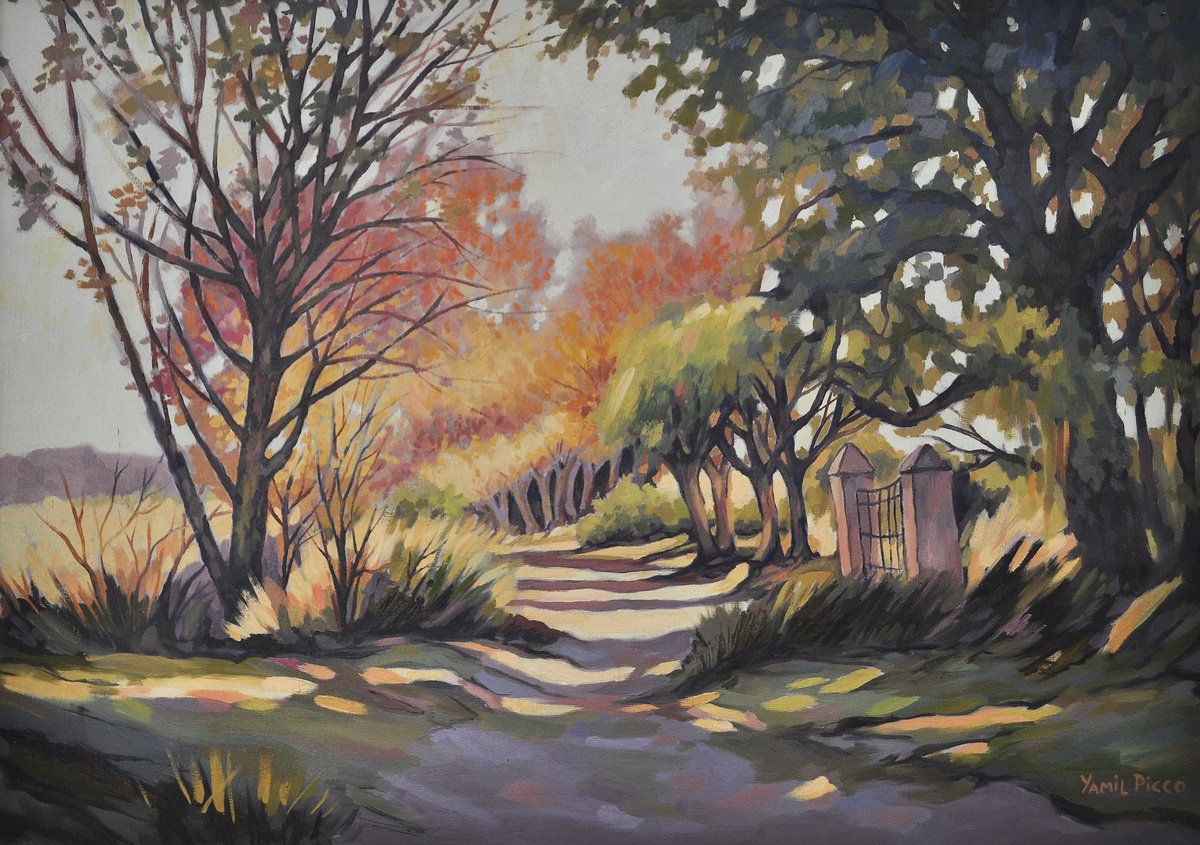 Impressionistic Landscape Oil Painting By Yamil Picco, 28 X 20", "Las Calles", Original Artwork