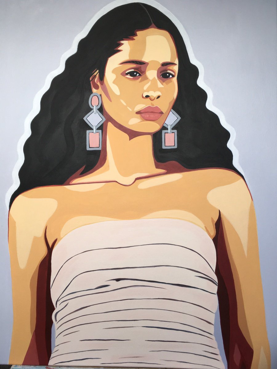 Expressive Portrait Acrylic Painting By Penny Burton, 24 X 32", Some Other Time, Original Artwork