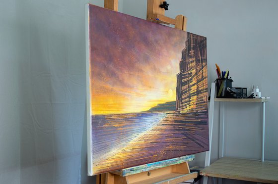 West Bay Cliffs At Sunset