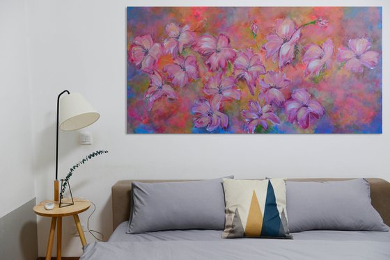 Misty Flowers - Extra Large  Abstract floral art