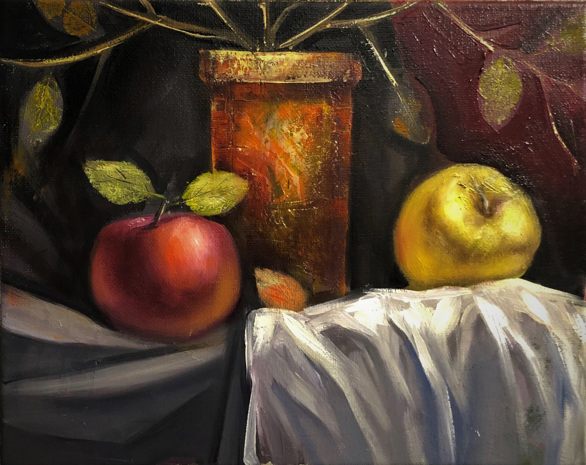 Impressionistic Still Life Oil Painting By Seyran Mejanyan, 12 X 9", Autumn Stillife, Original Artwork