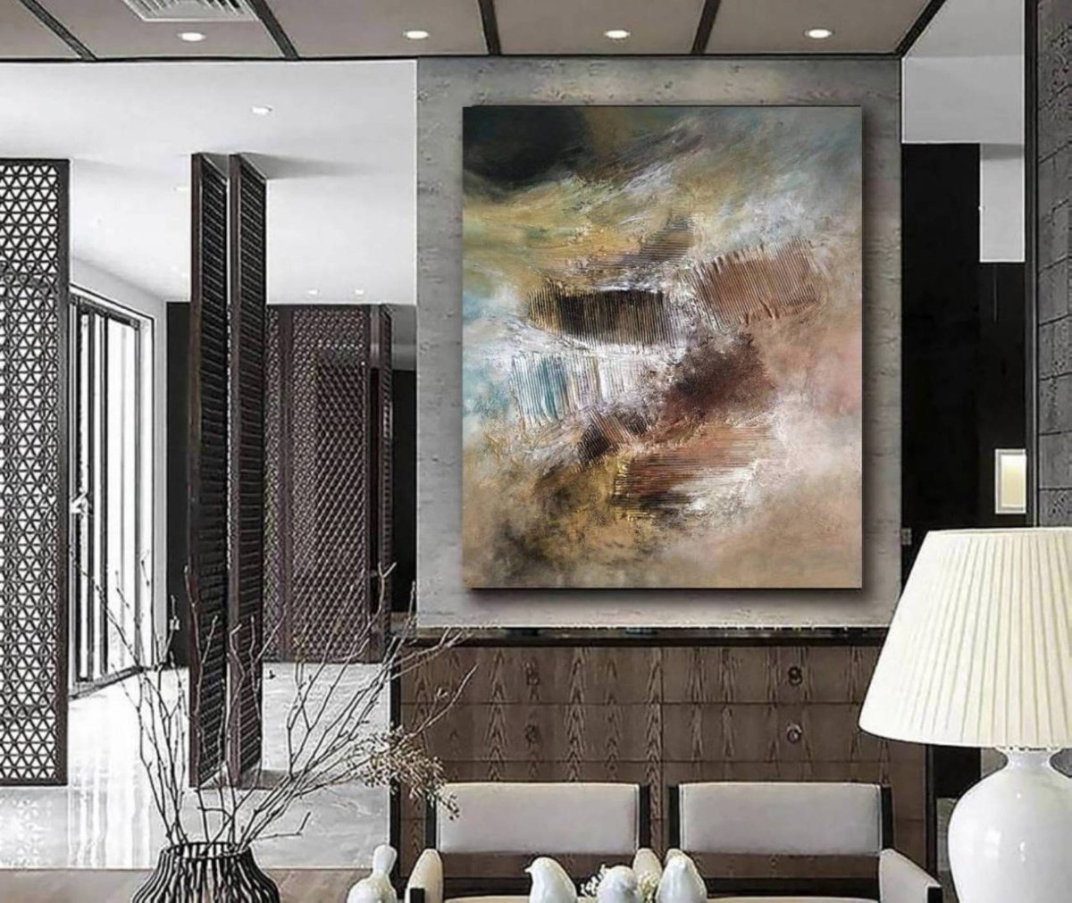Earth & Water 100x120cm Abstract Textured Painting by Alexandra Petropoulou