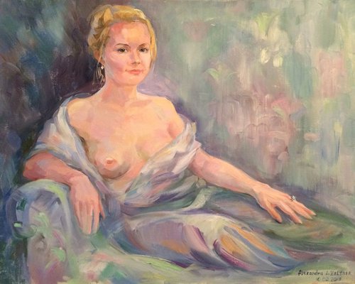 Portrait Oil Nude Erotic Girl by Alexandra L. ZELTSER