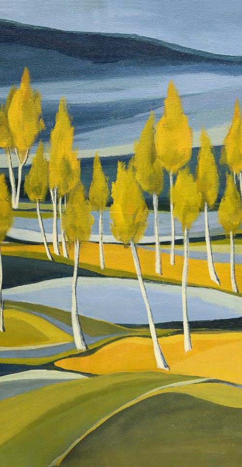 Yellowing Aspen Trees by Aniko Hencz