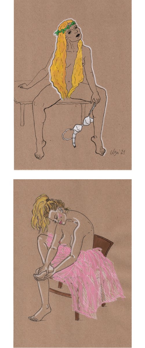 Set of 2 Nude women by Olga Ivanova