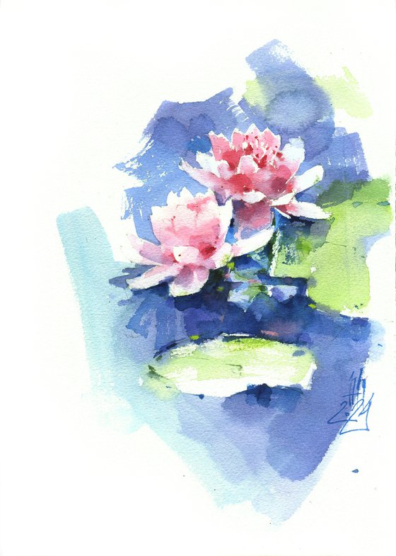 Two pink lotuses etude