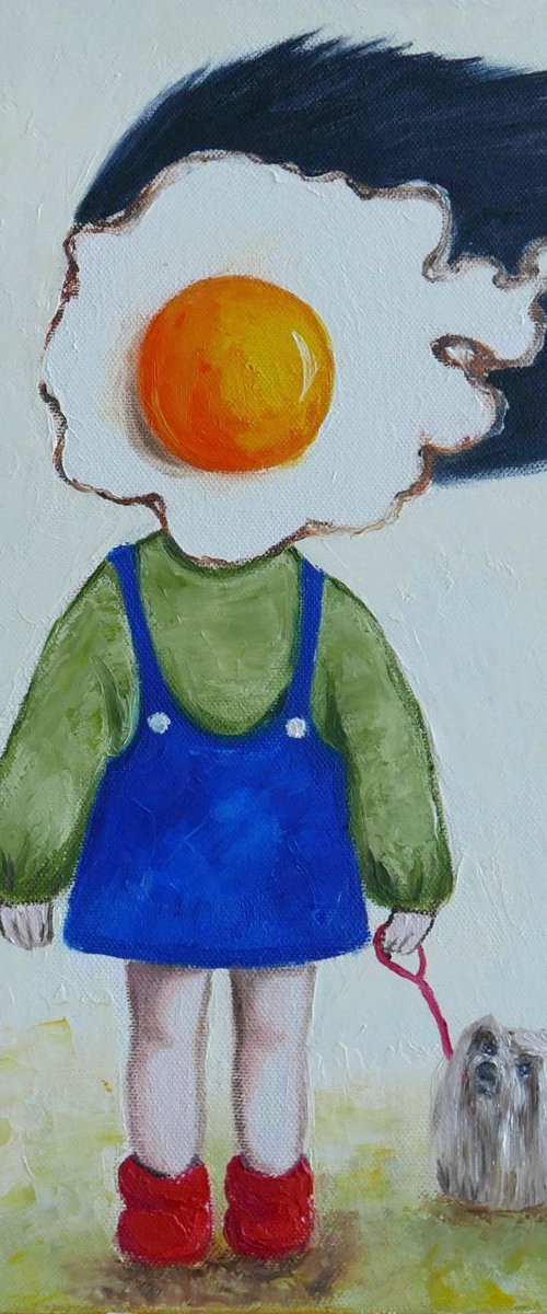 Egg girl with dog by Ta Byrne