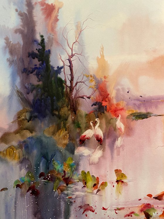 Sold Watercolor “Danube Love Story” perfect gift