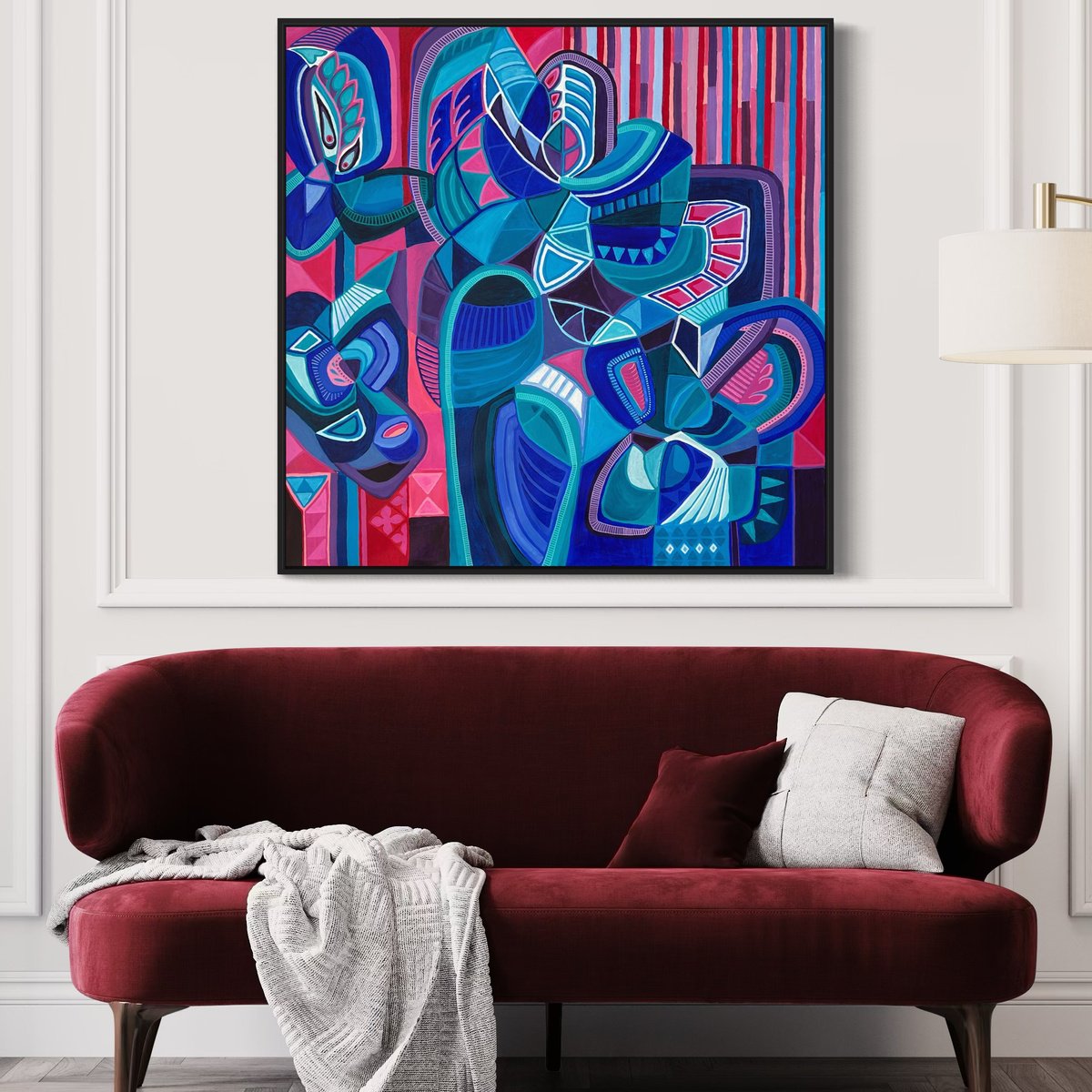 Abstract Acrylic Painting By Samantha Malone, 37 X 37", Time Stands Still, Original Artwork