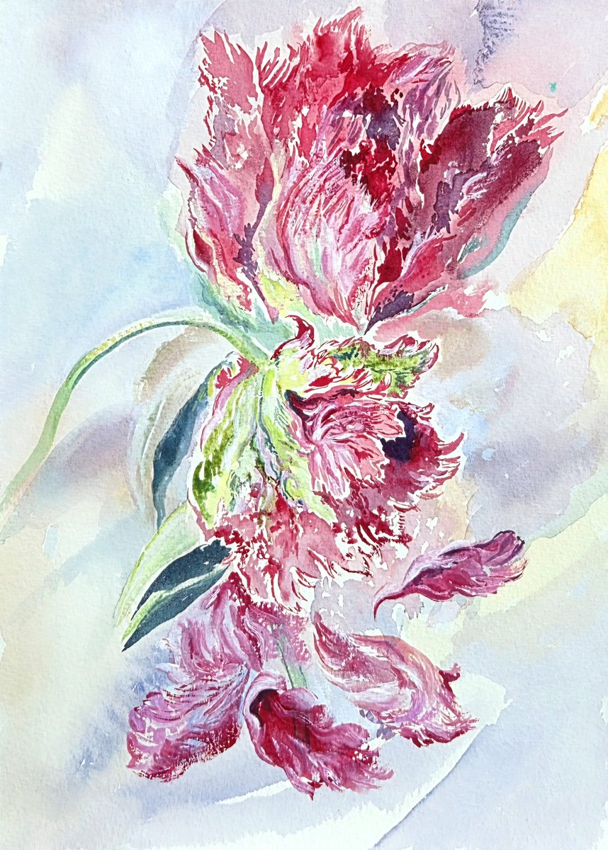 Impressionistic Watercolour , Purple Tulips 2025 By Daria Galinski, 8 X 12, Artwork For Sale On Artfinder