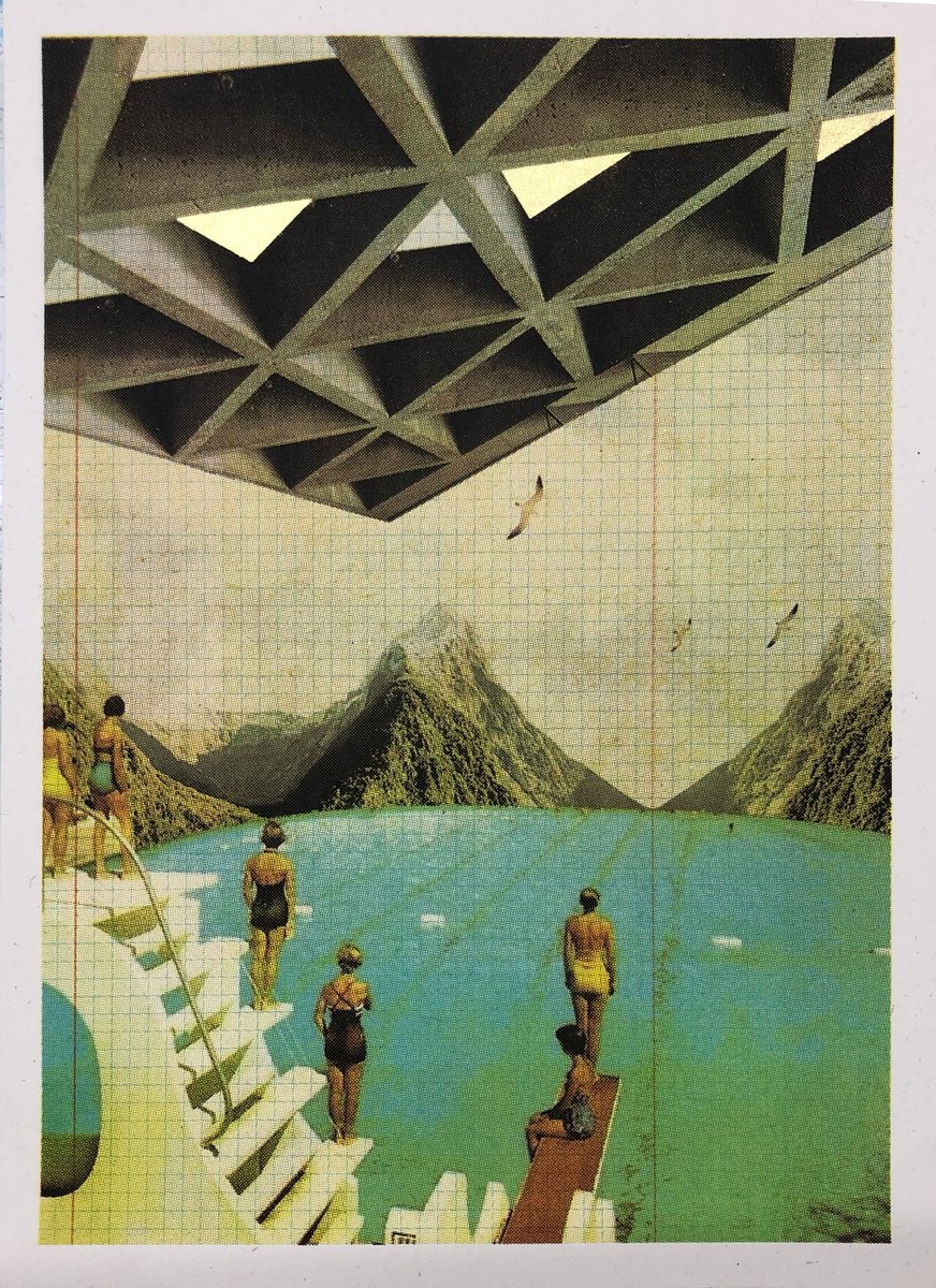 Photorealistic Landscape Screenprint By Maxine Gregson, 8 X 12", Utopian Swim - A4 Mini Edition, Original Artwork