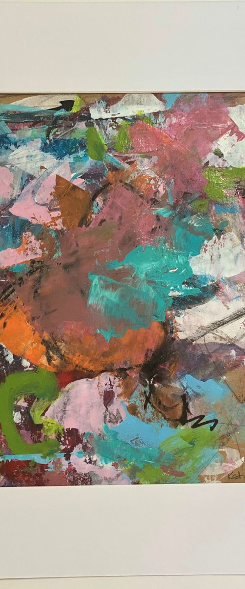 Hidden Gems 16 - brightly colored energetic bold abstract painting raw art by Kat Crosby