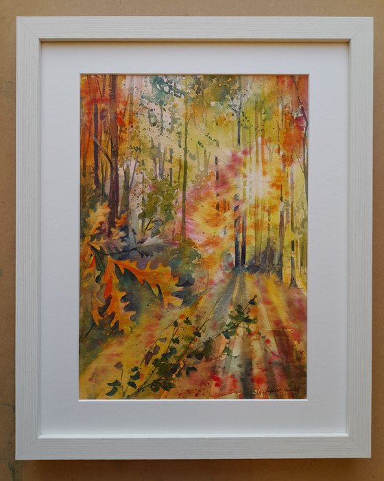 Autumn woodland , Original watercolour painting