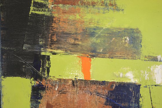 Bold abstract painting Olive Orange Black