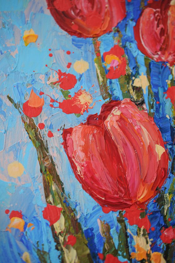 Red Tulips Abstract Painting