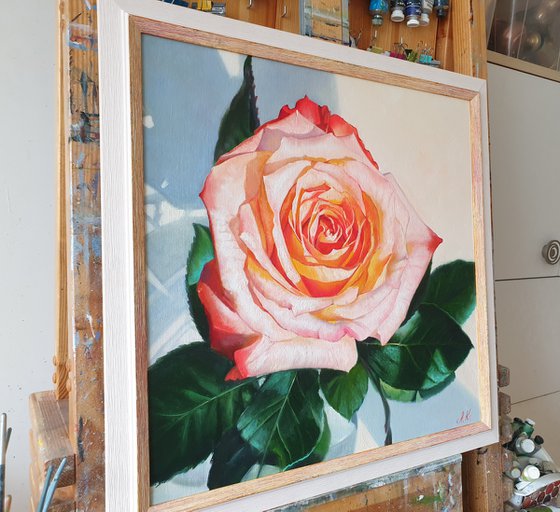 "Rose from a loved one. "  rose red flower  liGHt original painting  GIFT (2021)