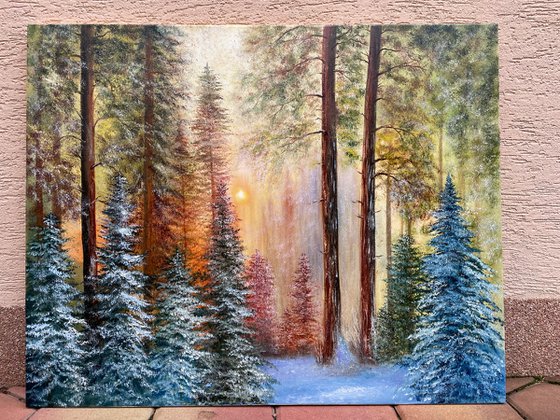 Light of the soul - landscape oilpainting forest