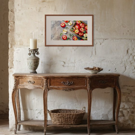 Bright Apples in a Wooden Box