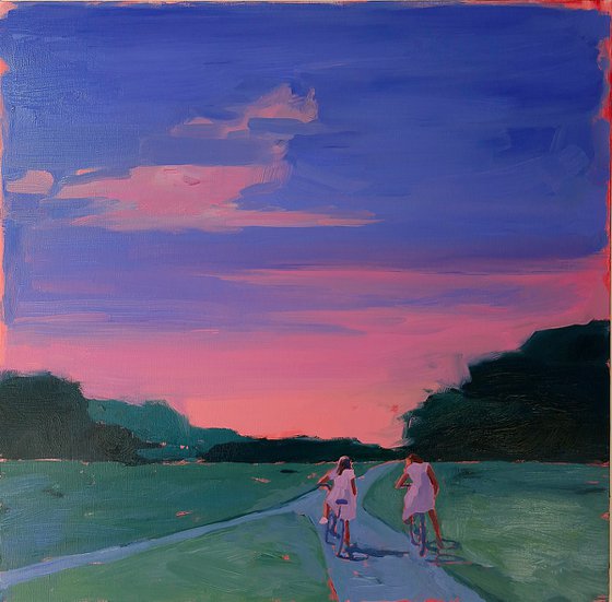 "Summer evening" Summer walk with bicycles