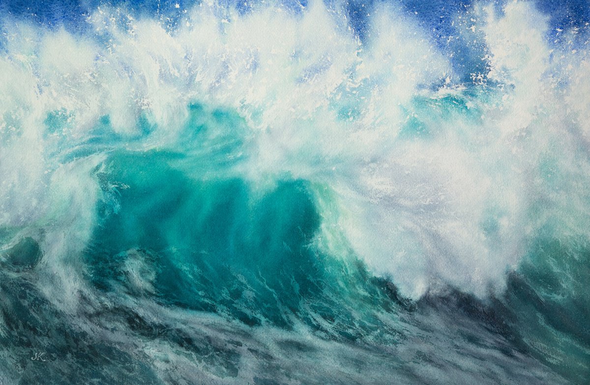 Impressionistic Landscape Watercolour By Kateryna Nazarenko, 22 X 15", Softness, Original Artwork