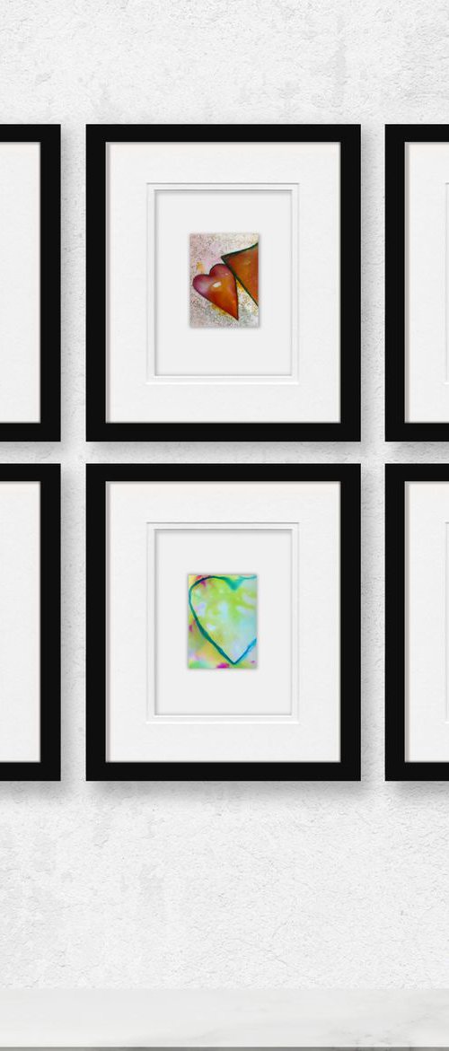 Magical Hearts - Collection of 6 - Small heart paintings by Kathy Morton Stanion by Kathy Morton Stanion