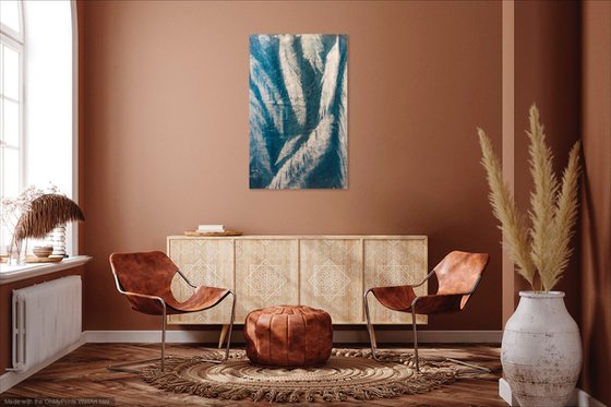 Palms on linen- cyanotype print