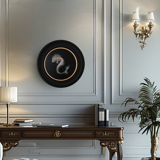 Nimue, mermaid circular oil painting