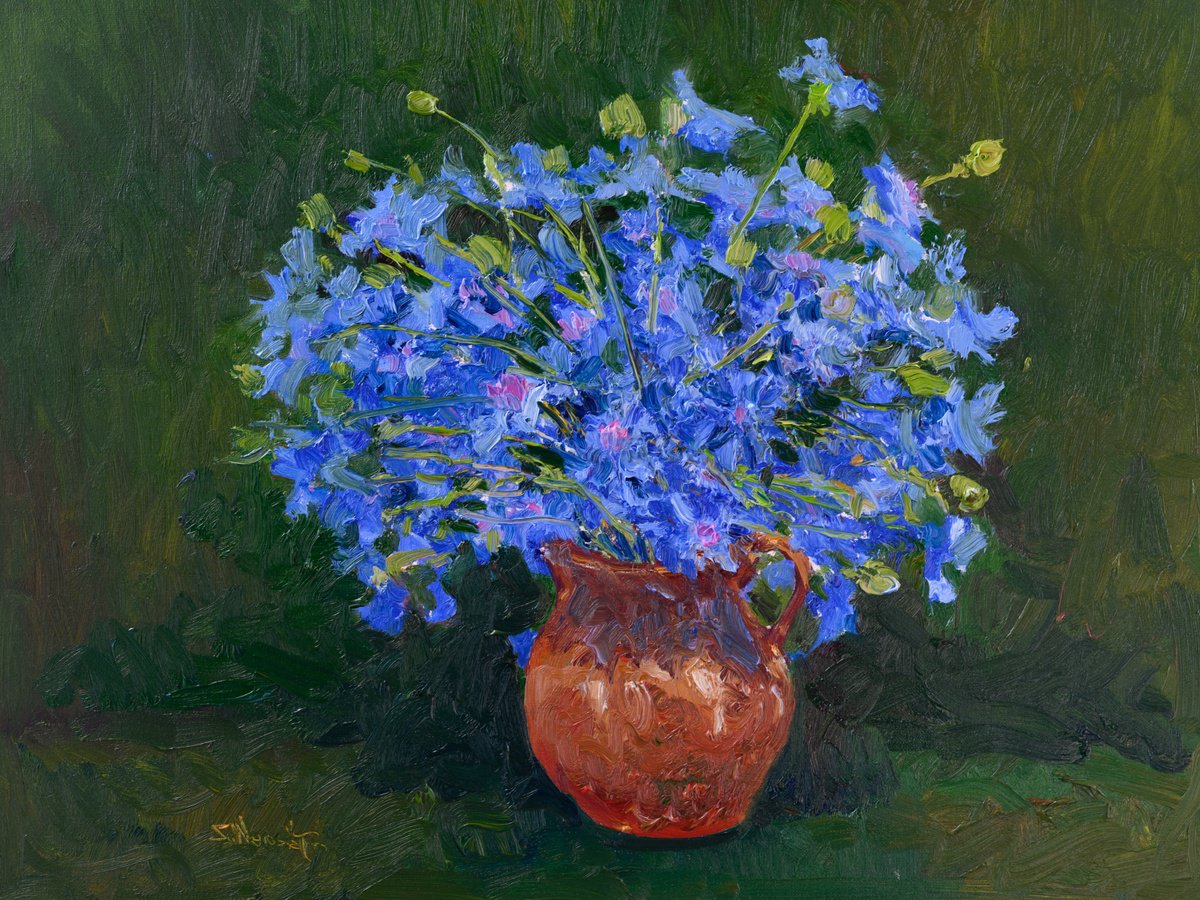 Cornflowers In A Vase By Suren Nersisyan, 24 X 18, Artwork For Sale On Artfinder