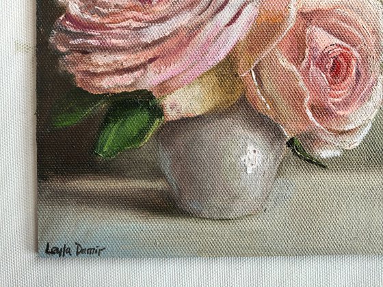 Pink roses still life