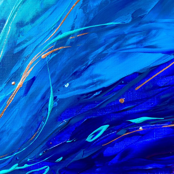 ALONE WITH THE OCEAN - Ocean abstraction. Very Peri. Modern. Marine theme. Deep blue. Magic. Bright colors. Breeze.