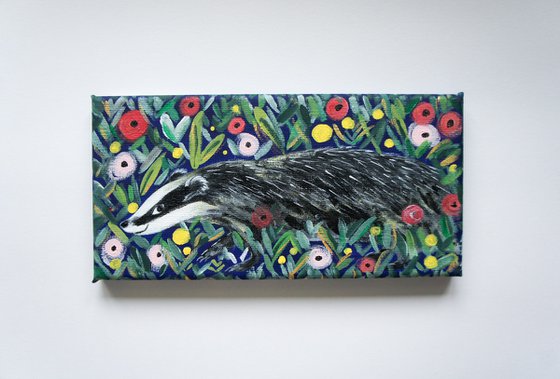 Badger In The Wildflowers