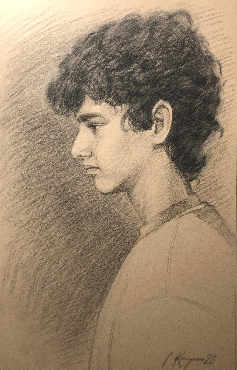 Charcoal Drawing , Boy By Sergey Kachin, 16 X 24, Artwork For Sale On Artfinder