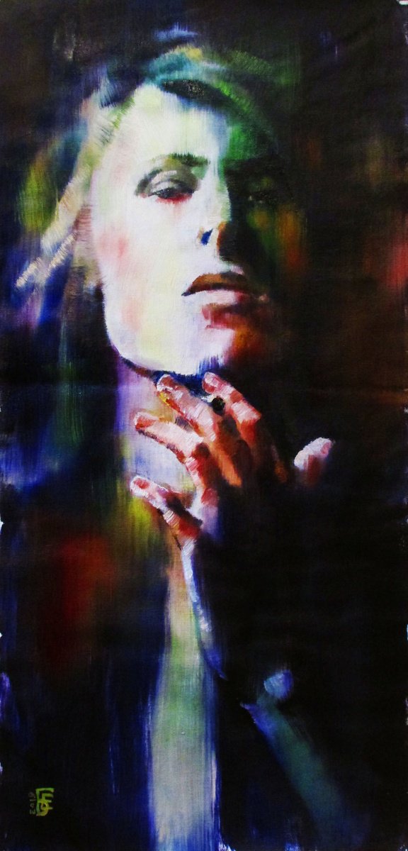 Impressionistic Portrait Oil Painting By Kateryna Bortsova, 13 X 27", The Man Who Sold The World, Original Artwork