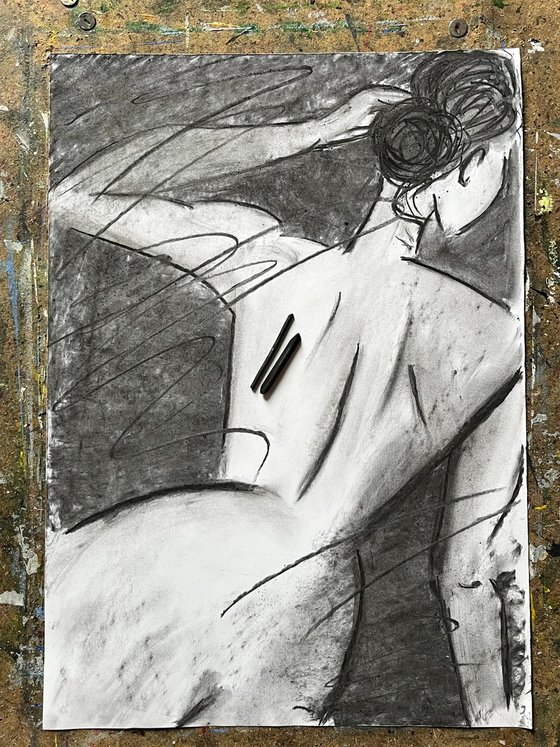 Woman Nude Charcoal Art