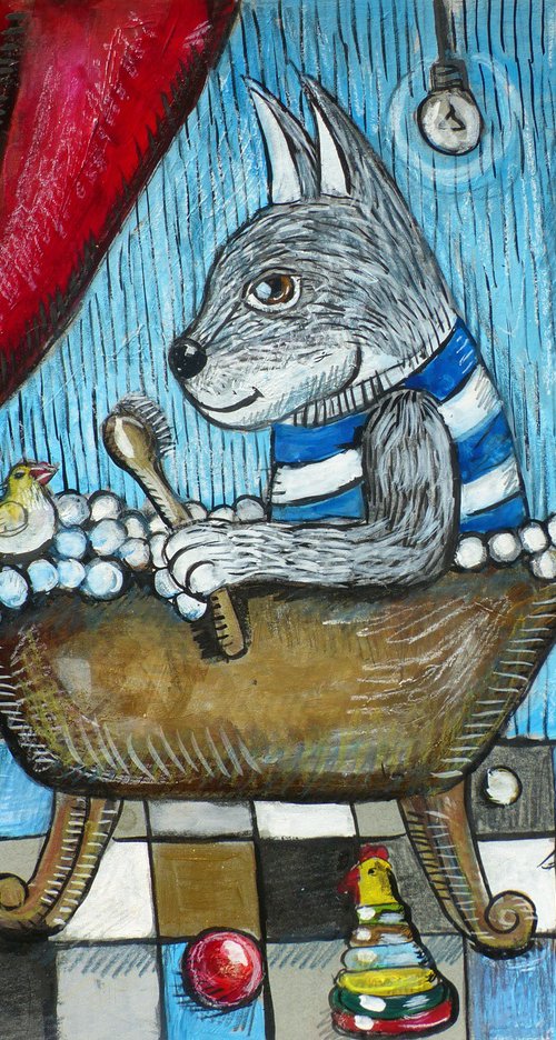 Cat in the bathroom#4 by Elizabeth Vlasova