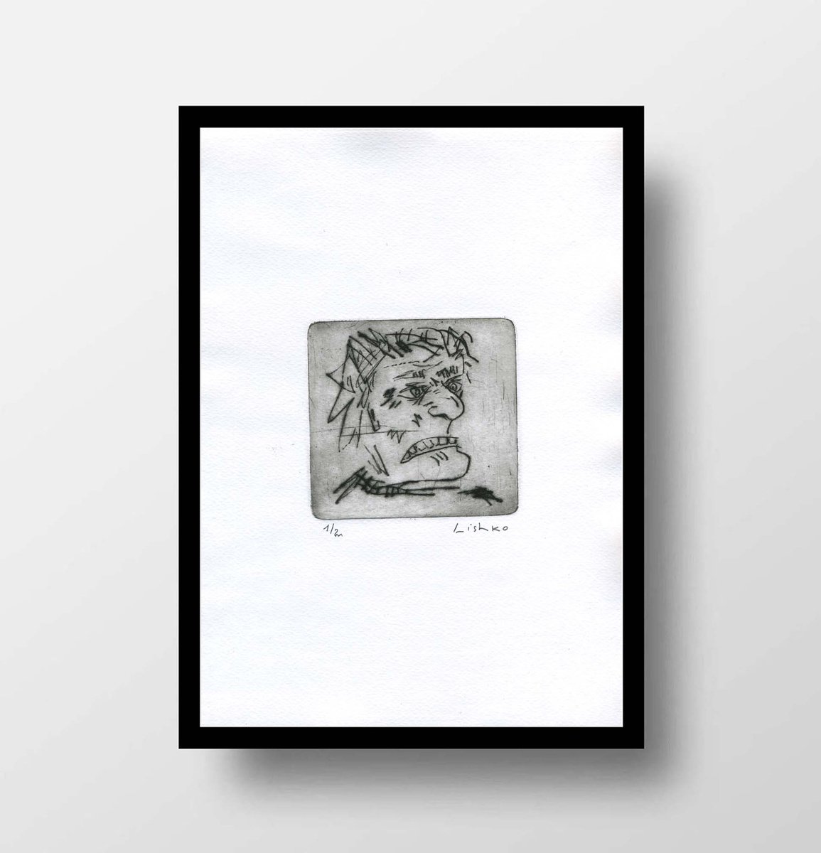 Expressive Portrait Etchings & Engravings By V. Lishko, 8 X 12", Portrait, Original Artwork