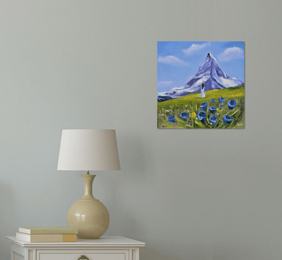 Аlpine bells. Small impasto Oil Gift Art.