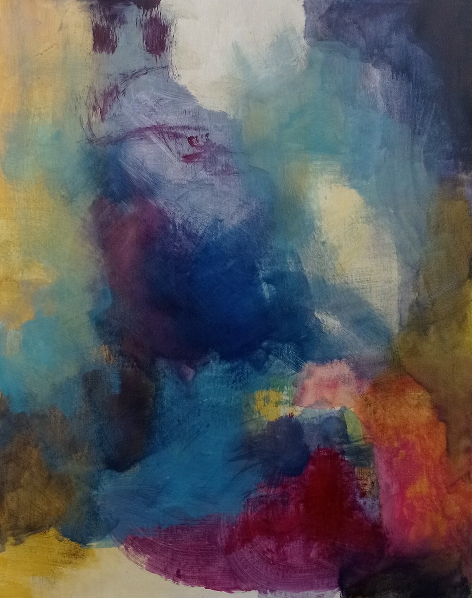 Abstract Acrylic Painting By Olena Karpenko, 31 X 39", Illusion, Original Artwork