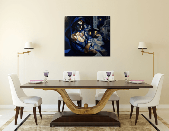 Night(90x80cm,  oil painting, ready to hang)