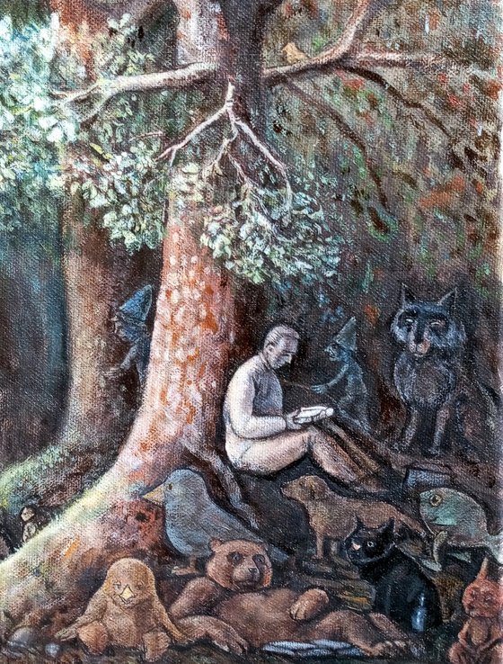 Reader in the woods