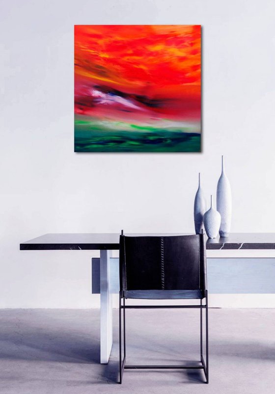 Sky Element II, 60x60 cm, Deep edge, Original abstract painting, oil on canvas