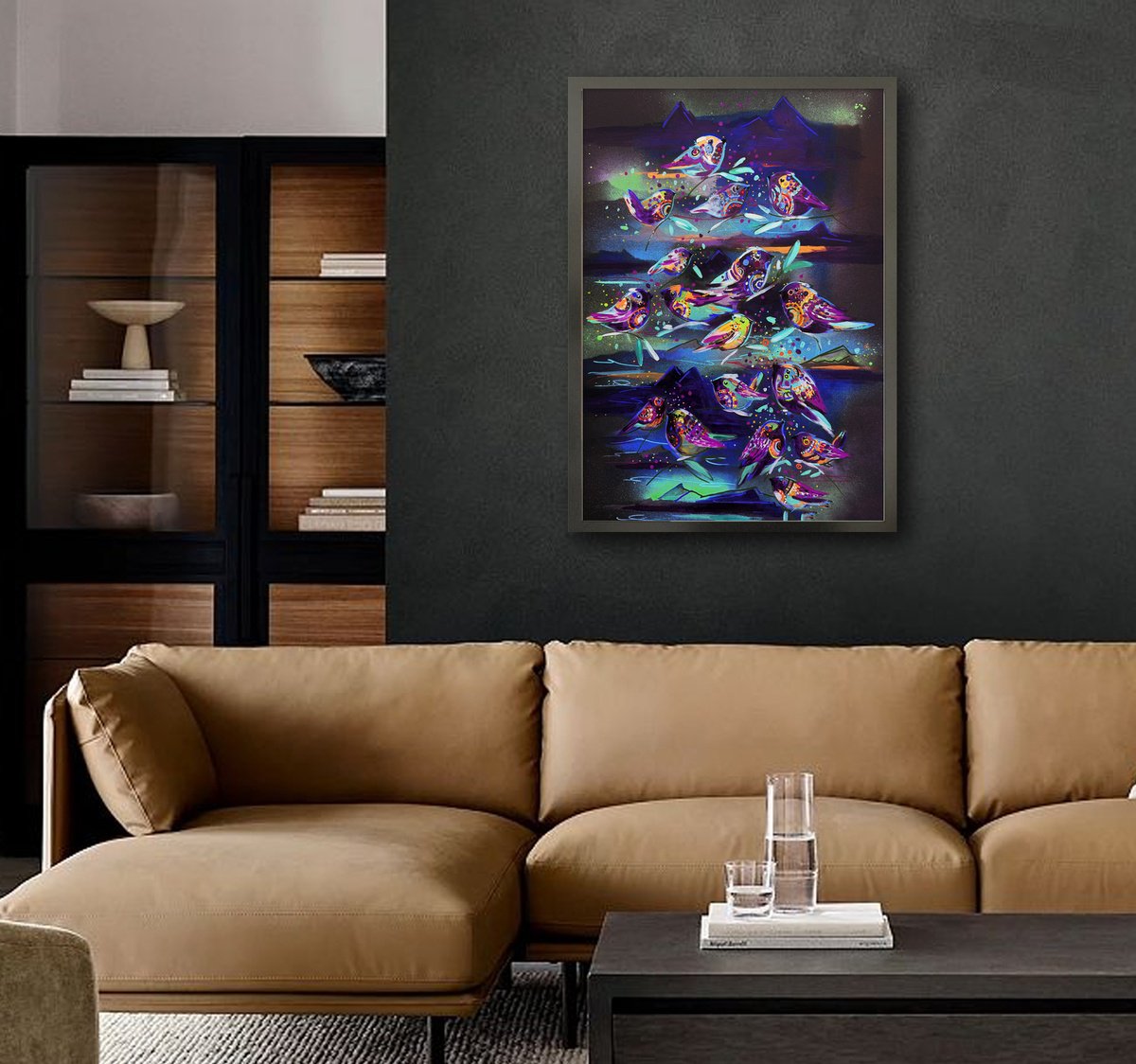 aurora birds Acrylic painting: Randi Antonsen | Artfinder