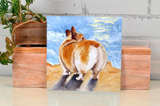 Corgi Painting Original Art Corgi Butt Artwork Dog Wall Art