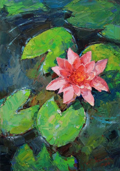 Pink Lilies pond by Alisa Onipchenko-Cherniakovska