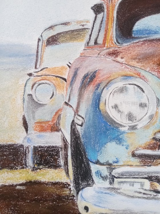 Rust and chrome on an old car