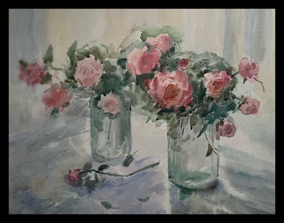 Red roses still life