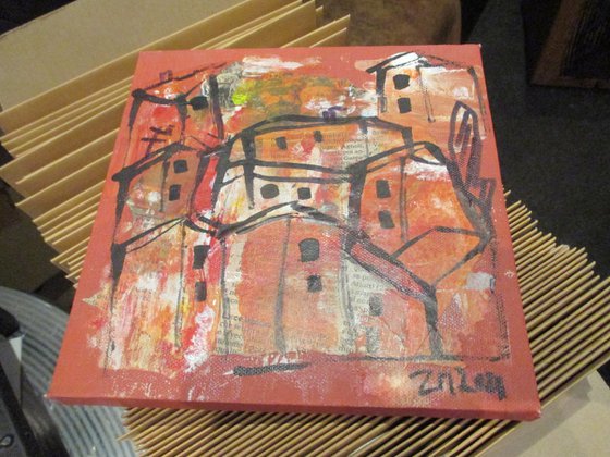 little italy mixedmedia in red