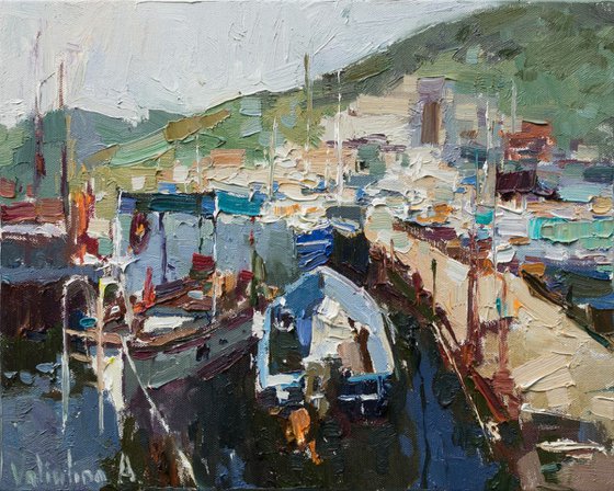 Old boats - Original oil seascape painting